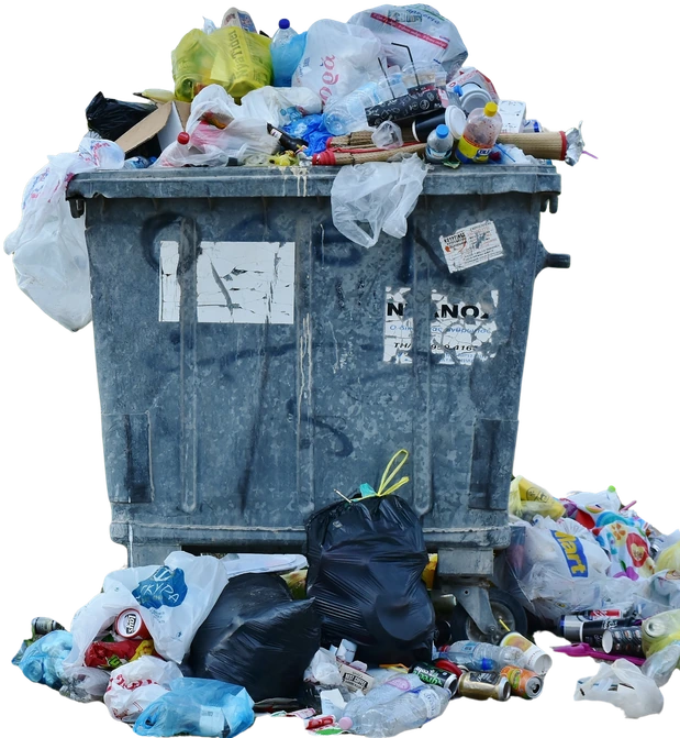 An overflowing rubbish bin